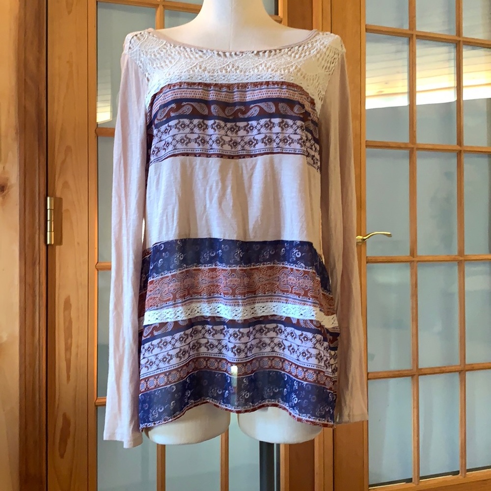 Tru Self long sleeve boho top